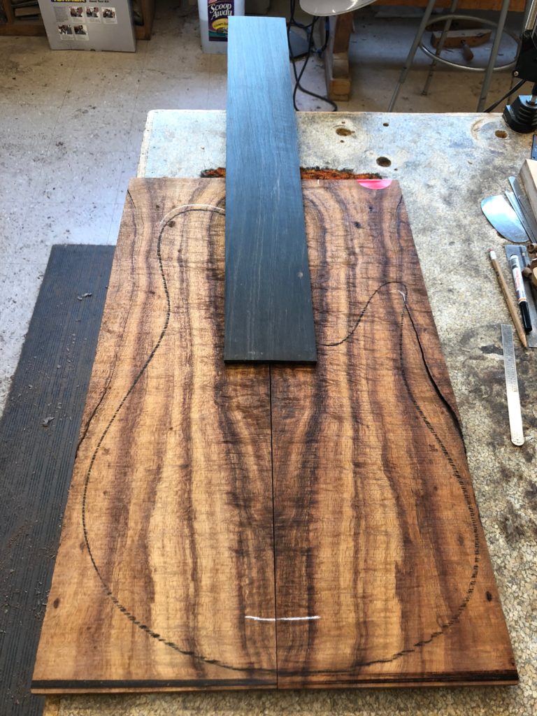Layout of the Fodera Imperial Koa 5-string bass